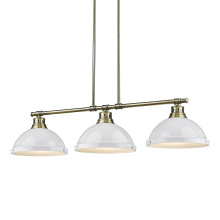 Golden 3602-3LP AB-WH - Yep by Golden Lighting Duncan 3-light Island Light in Aged Brass and White shade